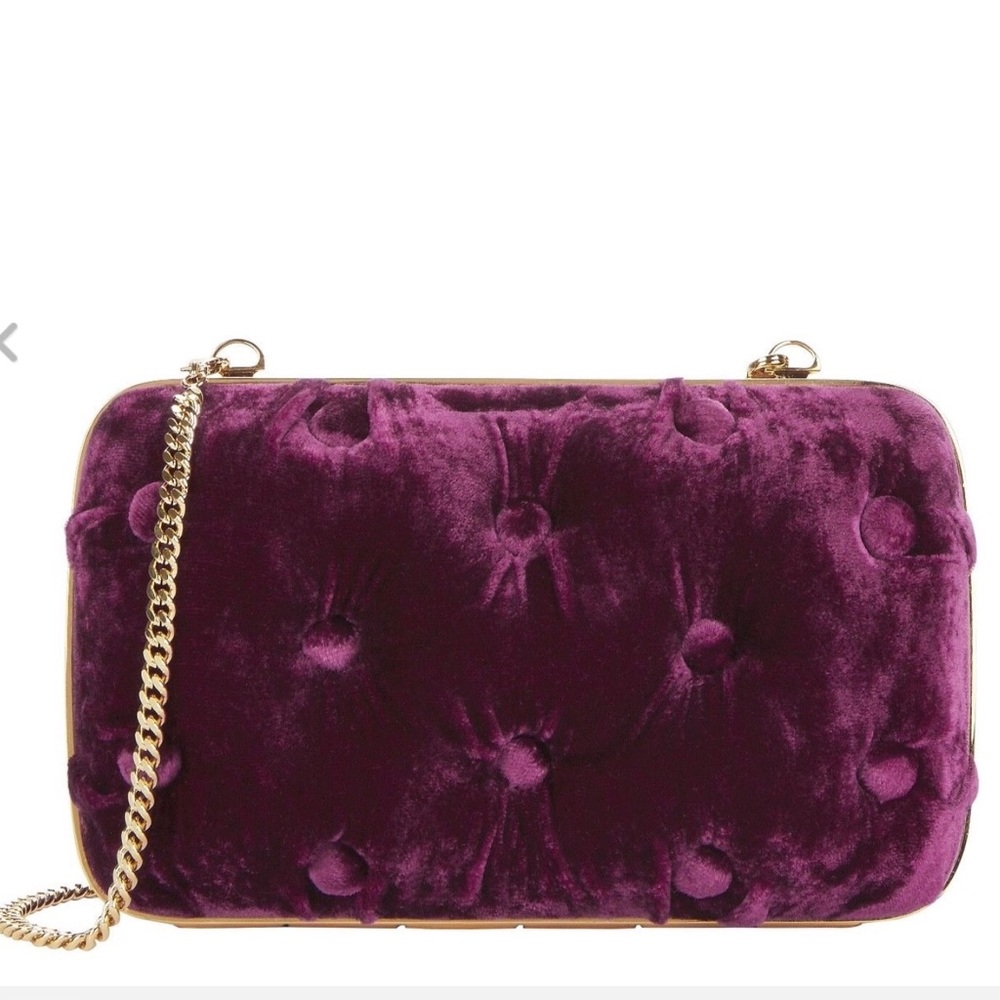 Benedetta Bruzziches Carmen Tufted Purple Velvet Clutch with Comb